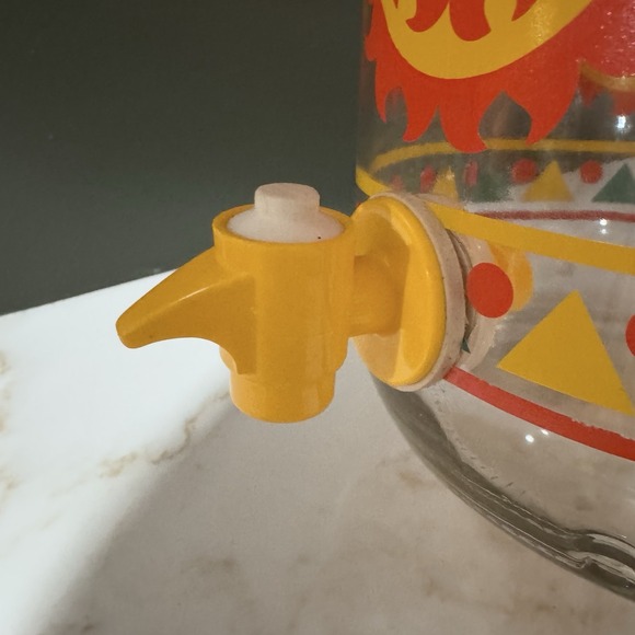 VTG Anchor Hocking Sun Tea Gallon Glass Jar 70's Jug Dispenser Yellow Sunny Daze - Picture 6 of 8